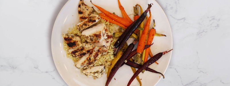 Glazed Rainbow Carrots with Garlic-Lemon Chicken Recipe Glazed Rainbow Carrots with Garlic-Lemon Chicken Recipe